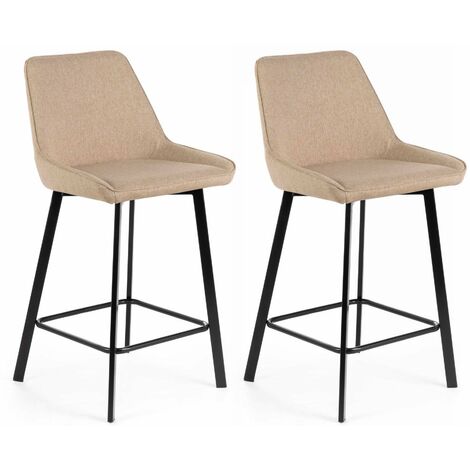 Set 2 Sgabelli 50x44xH94 cm in Tessuto Fox Beige