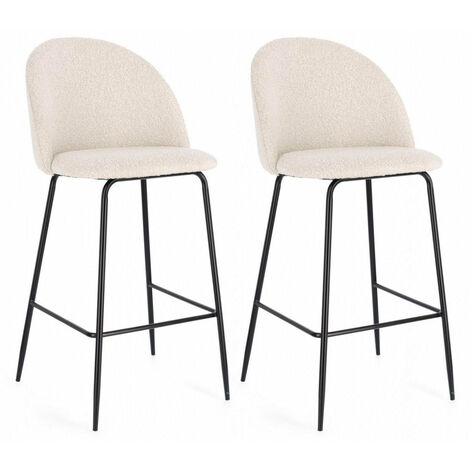 Set 2 Sgabelli 51x55x105 cm Carry in Bouclè Nero e Avorio