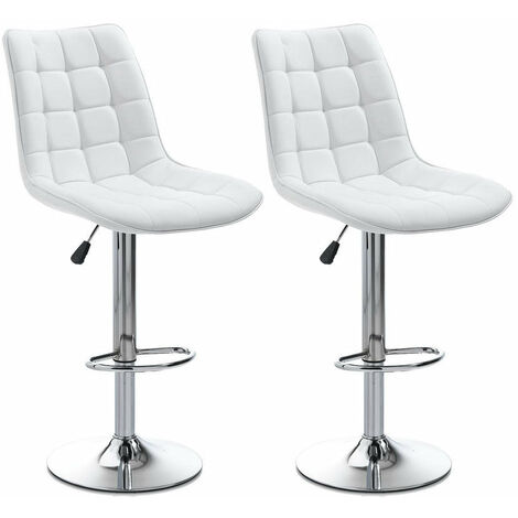 Set 2 Sgabelli 51x60x95/115 cm in Similpelle Bianco
