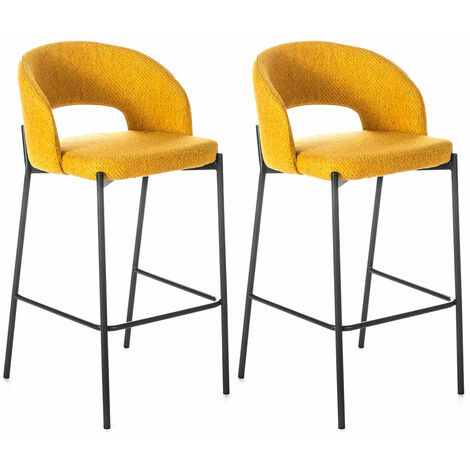 Set 2 Sgabelli 52x50x89 cm in Tessuto Greta Giallo