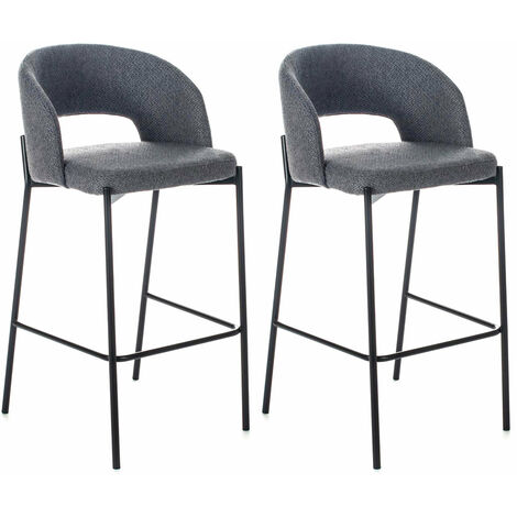 Set 2 Sgabelli 52x50x89 cm in Tessuto Greta Grigio