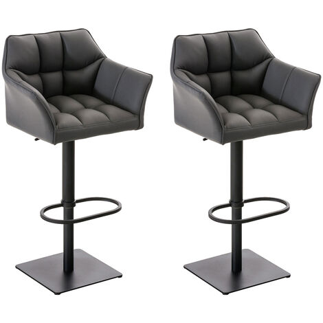 Set 2 sgabelli alti bar Damaso in similpelle grigio nero