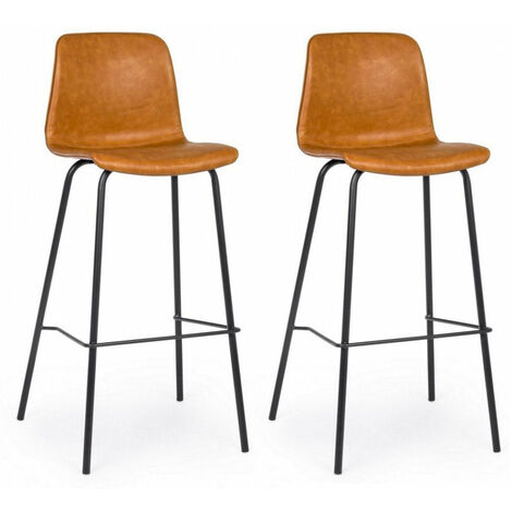 Set 2 Sgabelli Bar 39x44x103,5h cm Kyra Pu Cuoio Vintage