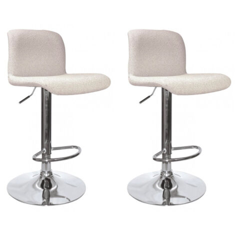 Set 2 Sgabelli Bar 41x46x86/107 cm in Poliestere Rafael Cromo-Beige
