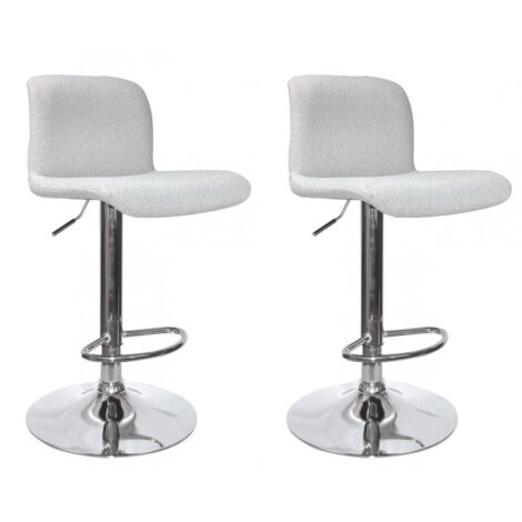 Set 2 Sgabelli Bar 41x46x86/107 cm in Poliestere Rafael Cromo-Grigio Chiaro