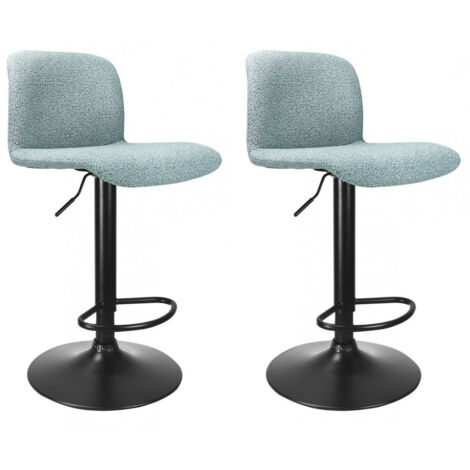 Set 2 Sgabelli Bar 41x46x86/107 cm in Poliestere Rafael Nero-Acquamarina