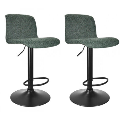 Set 2 Sgabelli Bar 41x46x86/107 cm in Poliestere Rafael Nero-Verde Scuro