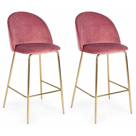 Set 2 Sgabelli Bar 51x55x105h cm Carry Velluto Blush