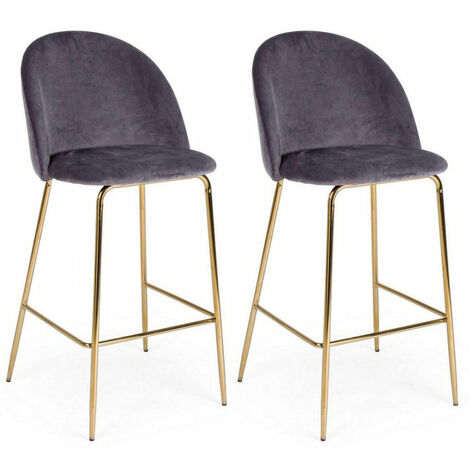 Set 2 Sgabelli Bar 51x55x105h cm Carry Velluto Grigio Scuro