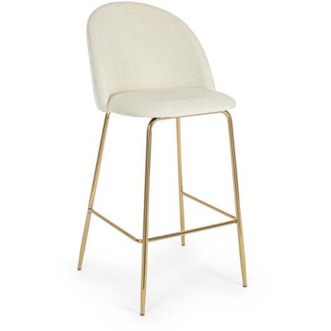 Set 2 Sgabelli Bar Bouclé Bianco Moderno da Interno - SIMON - Colore: Bianco