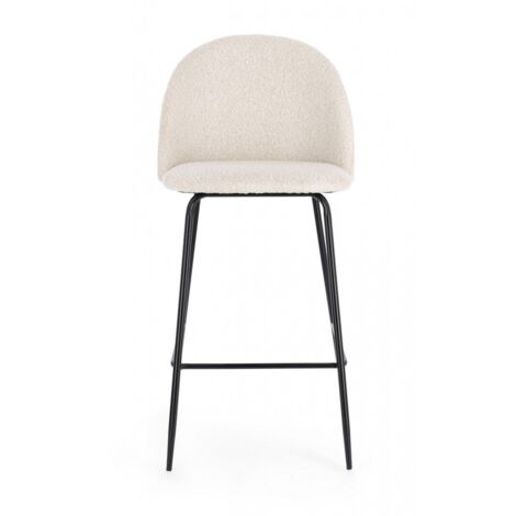 Set 2 Sgabelli Bar Bouclé Bianco Moderno da Interno - SIMON - Colore: Bianco
