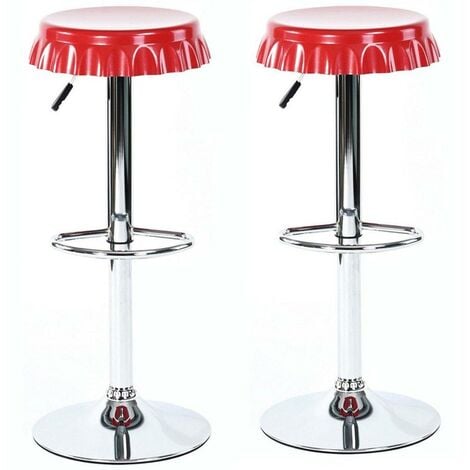 Set 2 Sgabelli Bar Cucina Seduta Forma Tappo Bottiglia Sgabello Girevole Rosso