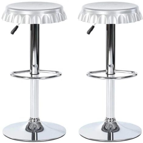 Set 2 Sgabelli Bar Cucina Seduta Forma Tappo Bottiglia Sgabello Girevole Silver