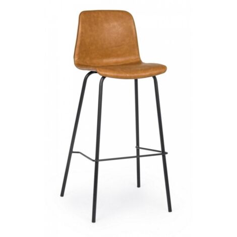 Set 2 Sgabelli Bar Ecopelle Beige Industriale da Interno - NATALIA - Colore: Marrone