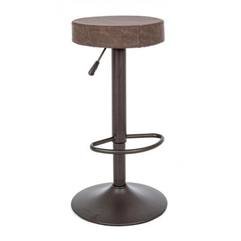 Set 2 Sgabelli Bar in Acciaio e similpelle, Nero/Marrone