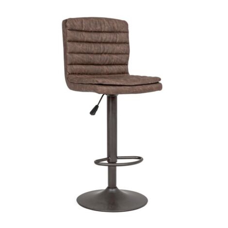 Set 2 Sgabelli Bar in Acciaio e similpelle, Nero/Marrone