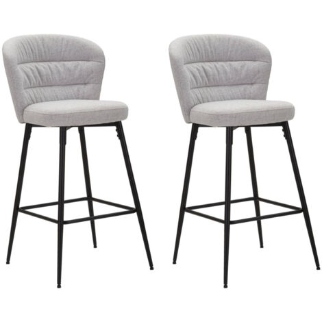 Set 2 Sgabelli Bar Losanna 52x108x59 cm in Tessuto Grigio/Nero