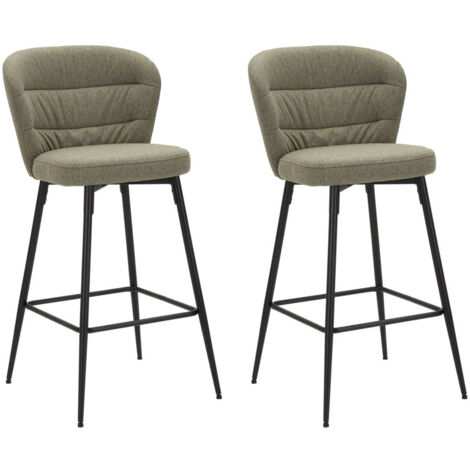 Set 2 Sgabelli Bar Losanna 52x108x59 cm in Tessuto Verde/Nero