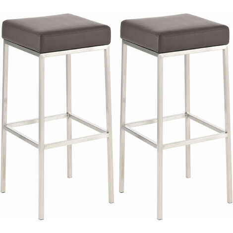 Set 2 sgabelli bar Montreal in similpelle marrone acciaio inossidabile