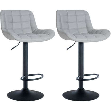 Set 2 sgabelli bar struttura in metallo nero seduta in PVC grigio con cuciture 100004443