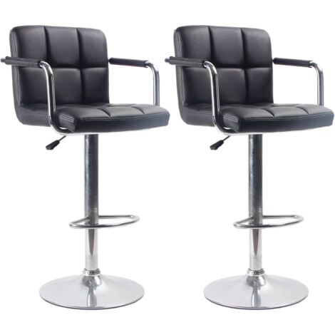 Set 2 Sgabelli con Alzata a Gas e Seduta Girevole in Similpelle Charlotte Nero