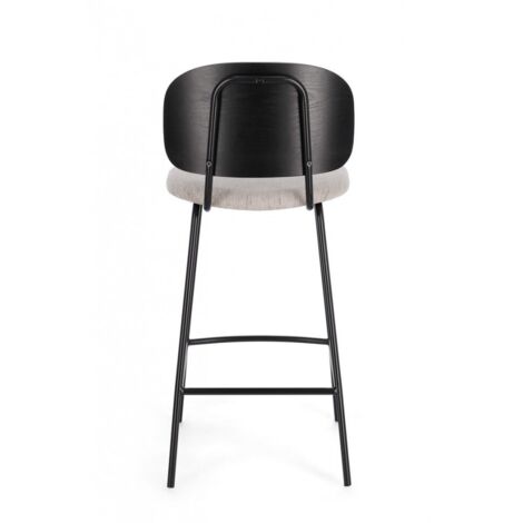 Set 2 Sgabelli Cucina Tessuto Grigio Moderni da Interno - VIVIANA - Colore: Nero