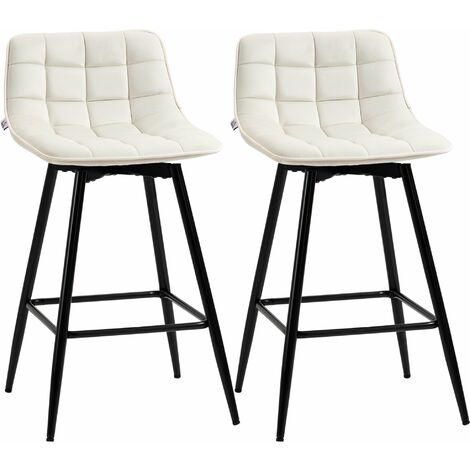 Set 2 Sgabelli da Bar 45x47x88 cm in Metallo e Velluto Crema