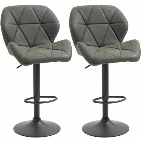 Set 2 Sgabelli da Bar 51,5x57,5x93-114,5 cm in Similpelle Grigio