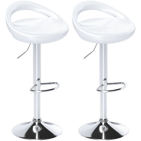 Set 2 Sgabelli da Bar Altezza Regolabile Seduta in ABS Bianco