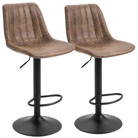 SET 2 SGABELLI DA BAR IN STILE INDUSTRIALE CON ALTEZZA REGOLABILE IN MICROFIBRA