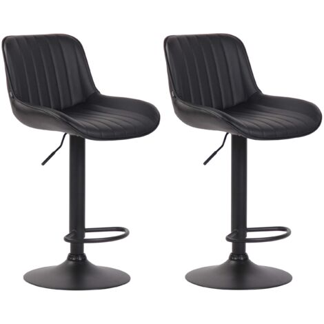 Set 2 sgabelli da bar seggioloni in PVC nero cuciture verticali supporto in metallo nero 100004281