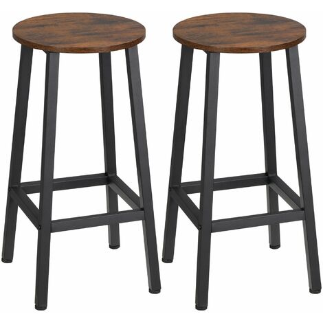 Set 2 Sgabelli da Cucina 32,5x32,5x65 cm in Truciolato e Acciaio Marrone