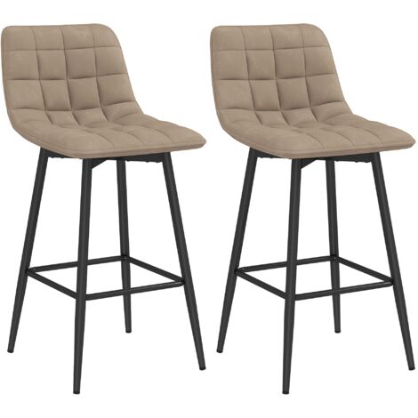 Set 2 Sgabelli da Cucina Stile Nordico 45x47x84 cm in Tessuto Effetto Velluto e Metallo Marrone