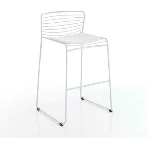 Set 2 sgabelli da esterno in acciaio bianchi cm. H.90 x L.55 x P.51