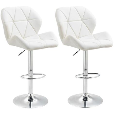 SET 2 SGABELLI GIREVOLI CON ALTEZZA REGOLABILE RIVESTIMENTO BIANCO