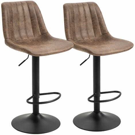 Set 2 Sgabelli Imbottiti 43x46,5x91-10 cm in Similpelle  Marrone