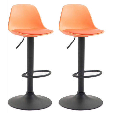 Set 2 sgabelli Kiel in polipropilene e similpelle nero arancione