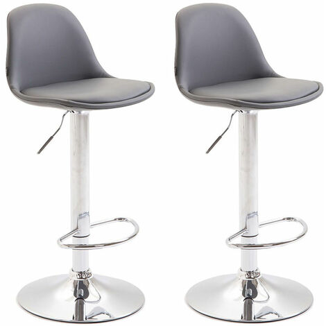 Set 2 Sgabelli Kiel in similpelle grigio cromo