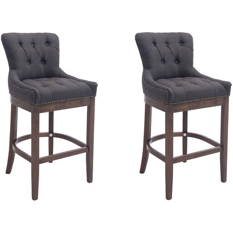 Set 2 sgabelli Lakewood in tessuto grigio scuro antico