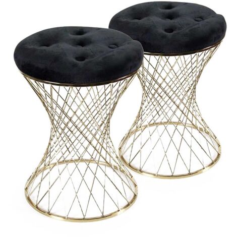 SET 2 SGABELLI LISBONA IN METALLO CON SEDUTA IMBOTTITA Ø 35 X 47 CM NERO