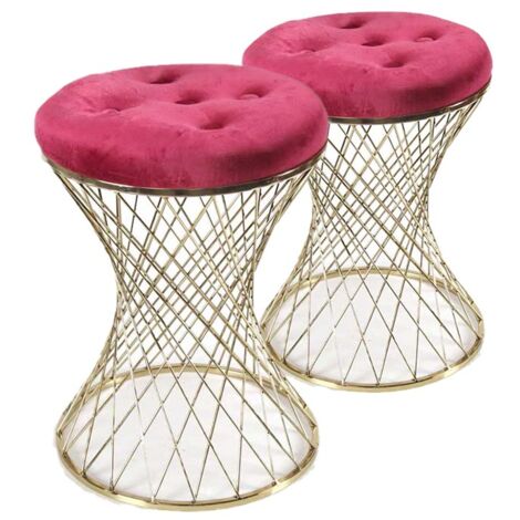SET 2 SGABELLI LISBONA IN METALLO CON SEDUTA IMBOTTITA Ø 35 X 47 CM ROSSO
