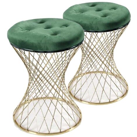 SET 2 SGABELLI LISBONA IN METALLO CON SEDUTA IMBOTTITA Ø 35 X 47 CM VERDE