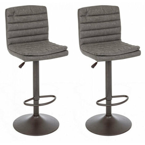 Set 2 Sgabelli Regolabili 41x50x94,5-115,5 cm Connor in Ecopelle Grigio Scuro Vintage