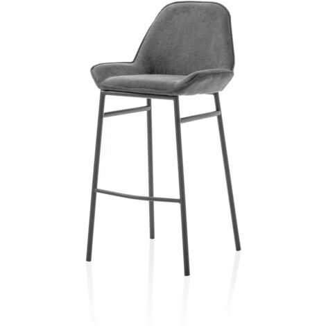 "Set 2 sgabelli TERRY grigio scuro in metallo e microfibra"
