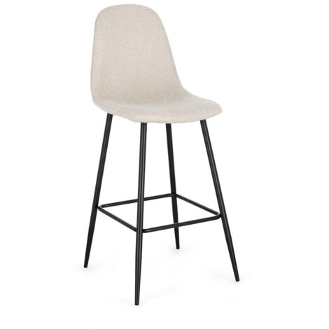 Set 2 Sgabello Bar in Acciaio, Nero/Beige