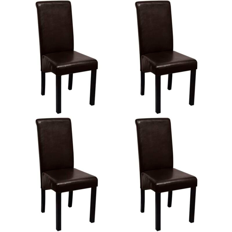 

vidaXL Sillas de Comedor Cuero Sintético 4 Unidades Marrón - Marrón