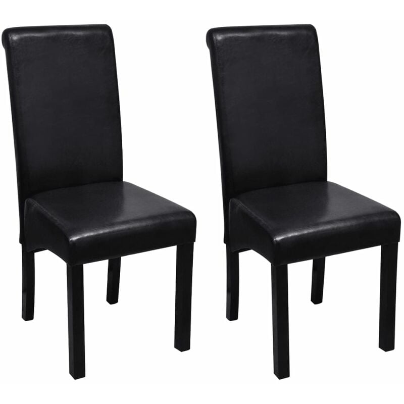 

vidaXL Sillas de Comedor Cuero Sintético 2 Unidades Negro - Negro