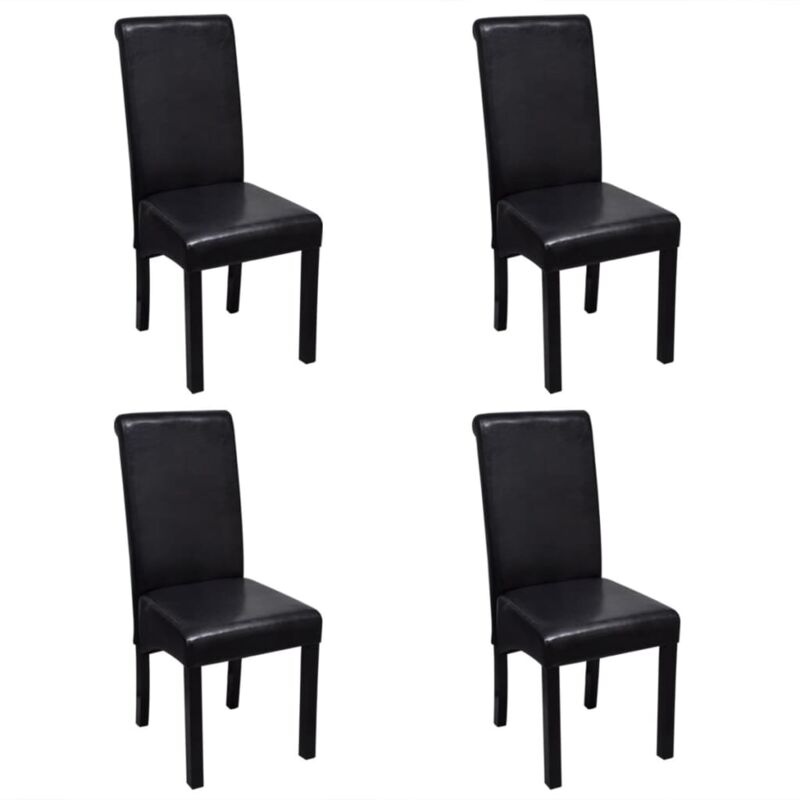 

vidaXL Sillas de Comedor Cuero Sintético 4 Unidades Negro - Negro