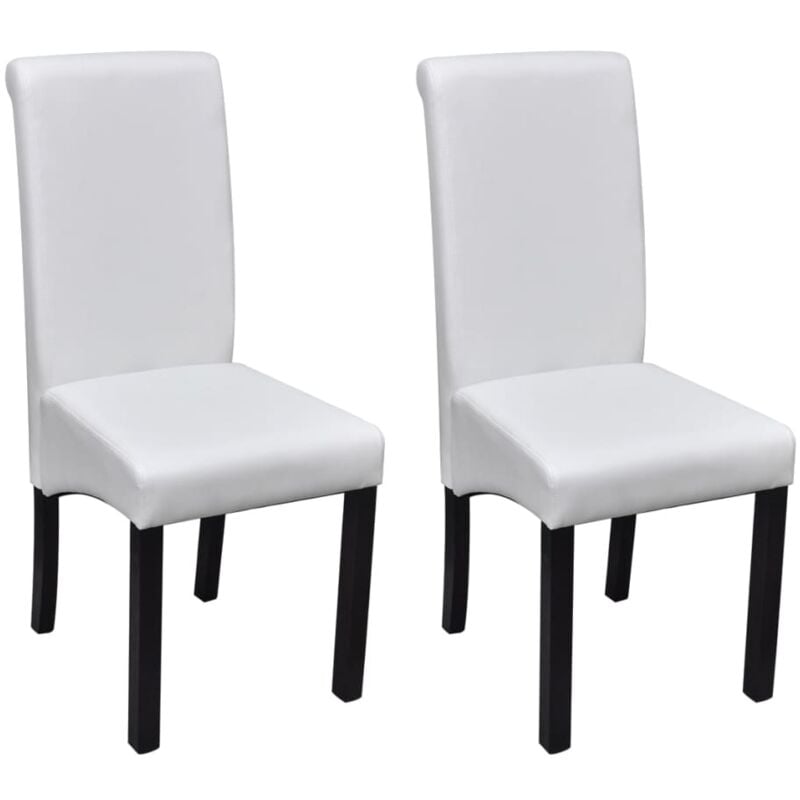 

vidaXL Sillas de Comedor Cuero Sintético 2 Unidades Blanco - Blanco