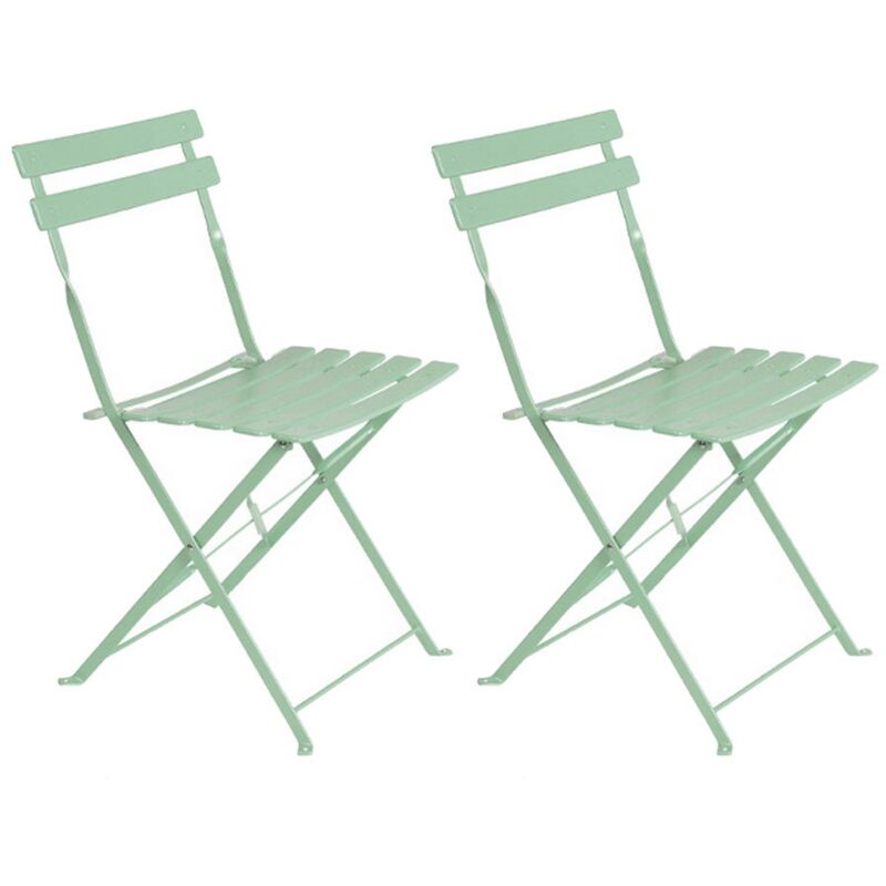 

Set 2 Sillas Plegables Sira Acero Verde Salvia 41 X 46 X 80 Cm Ldk Garden - Verde